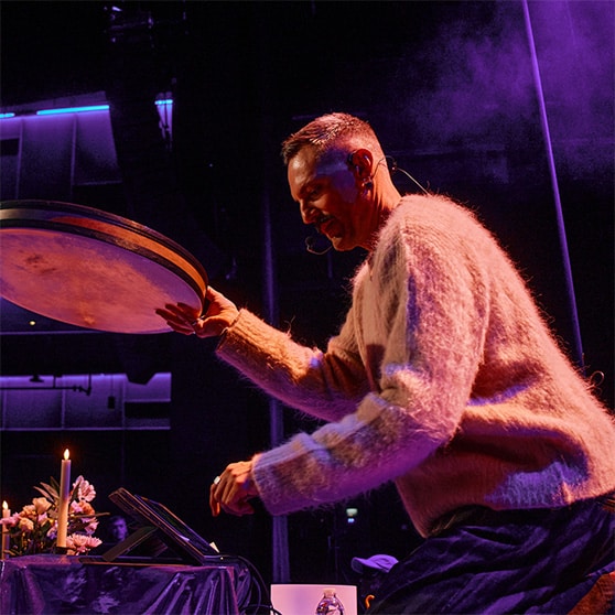 Davin Youngs using a sound bath